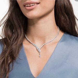 Swarovski Rhodium Feather Crystal necklace